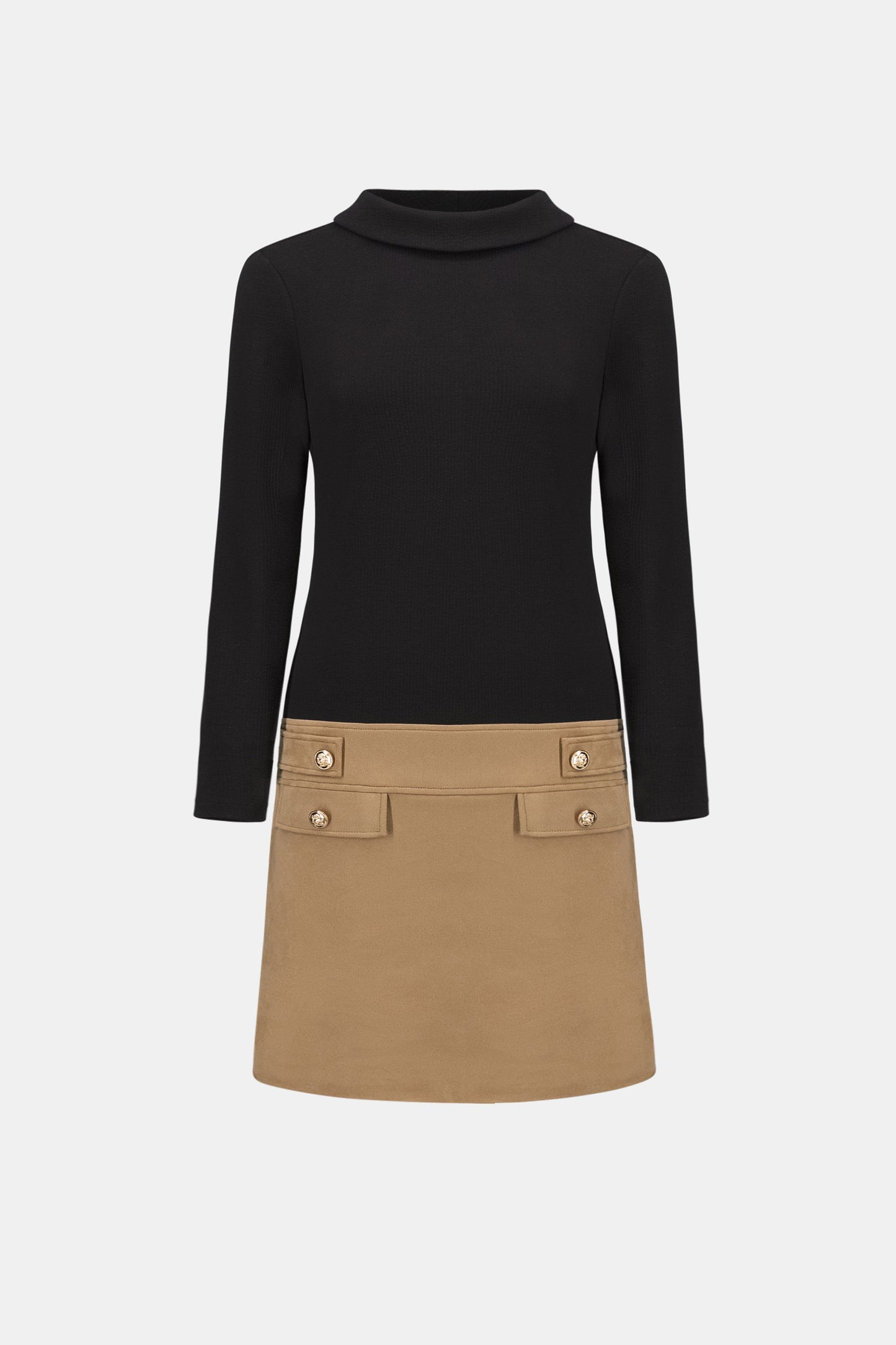 Knit and Suede Hybrid Mini Shift Dress
