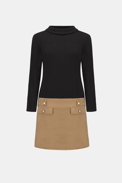 Knit and Suede Hybrid Mini Shift Dress