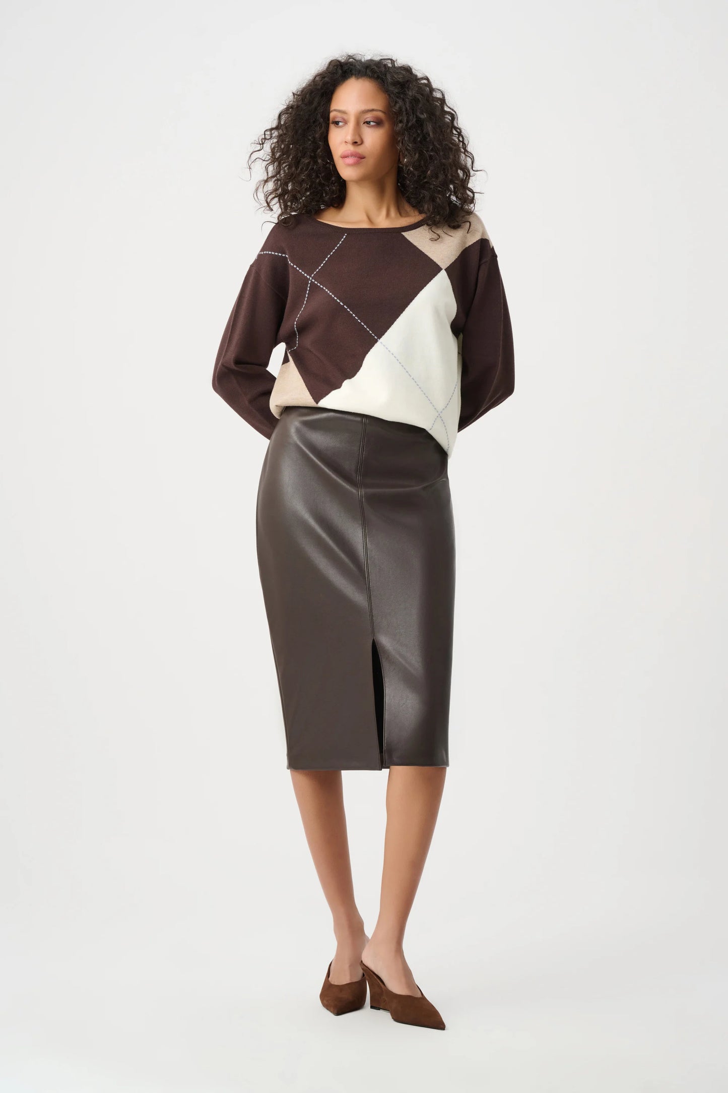 Bonded Leatherette Pencil Skirt - Lucindas on-line
