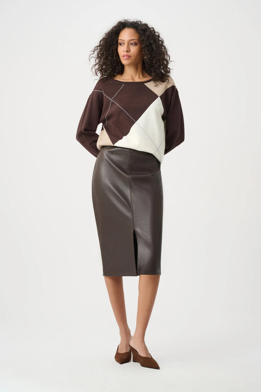 Bonded Leatherette Pencil Skirt