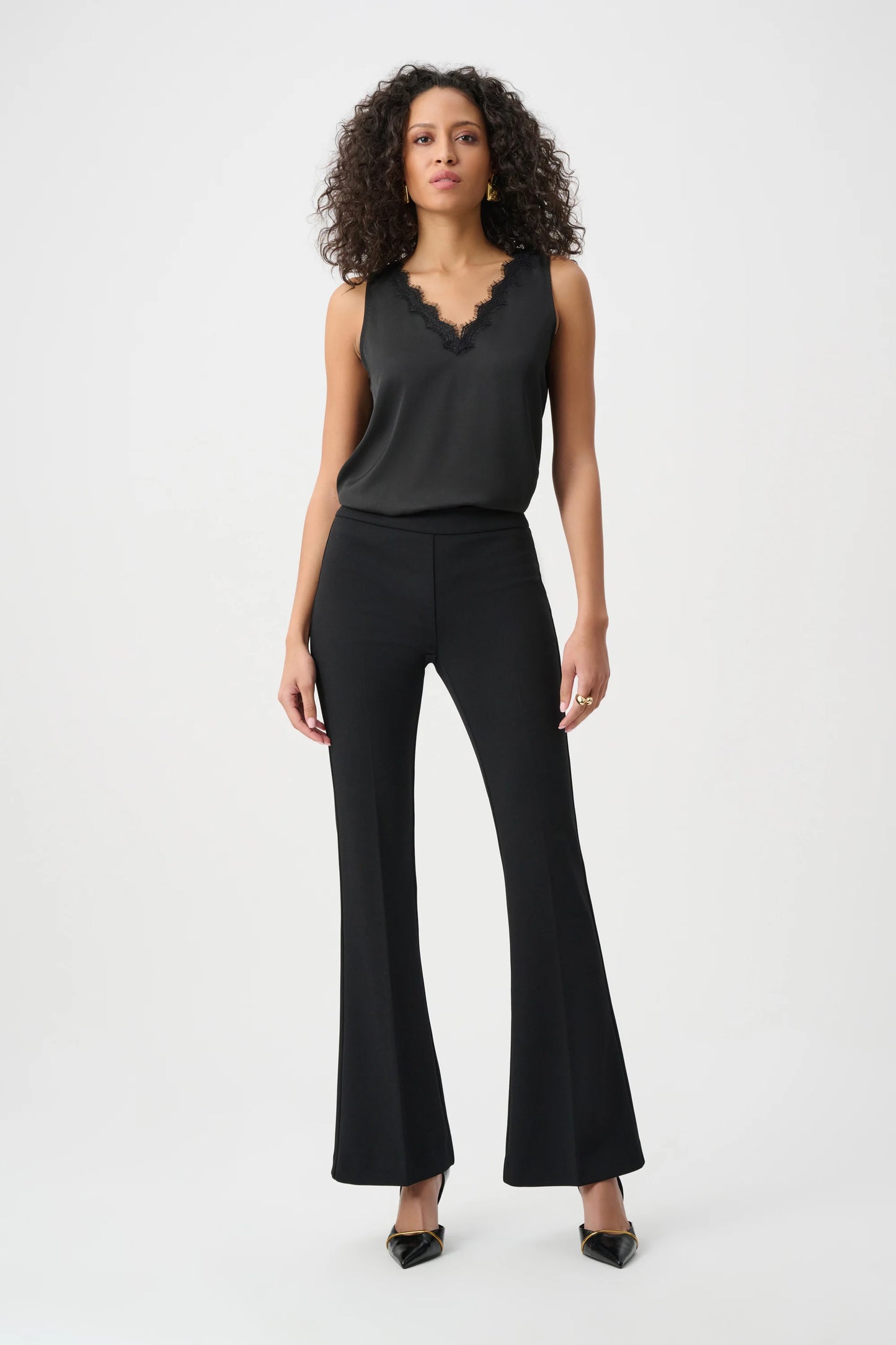 Scuba Crepe Flared Pull-On Trousers