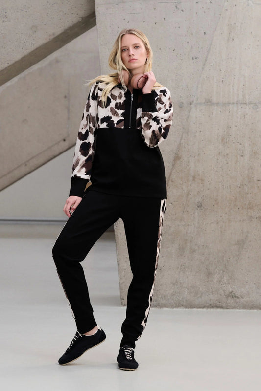 Scuba Jersey Leopard Trimmed Joggers