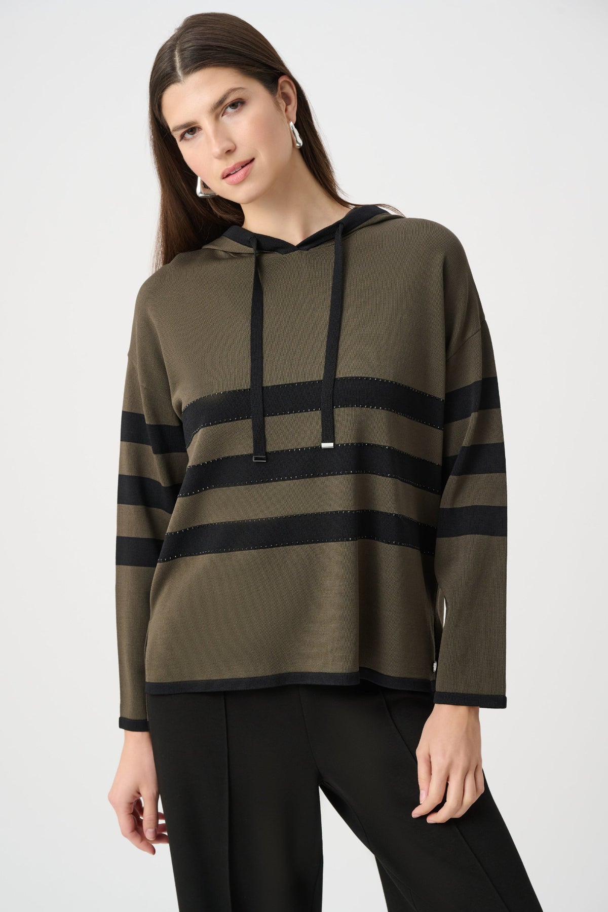 Joseph Ribkoff Striped Jumper with Hood