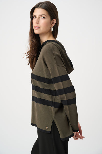 Joseph Ribkoff Striped Jumper with Hood
