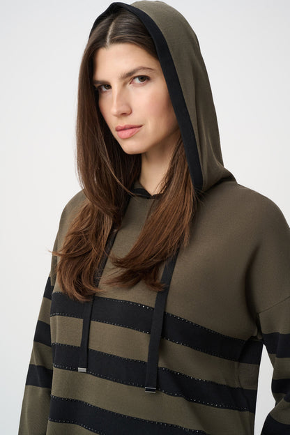 Joseph Ribkoff Striped Jumper with Hood