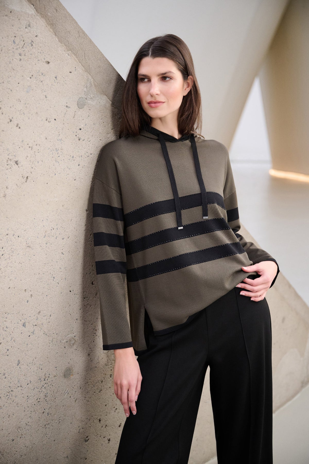 Joseph Ribkoff Striped Jumper with Hood