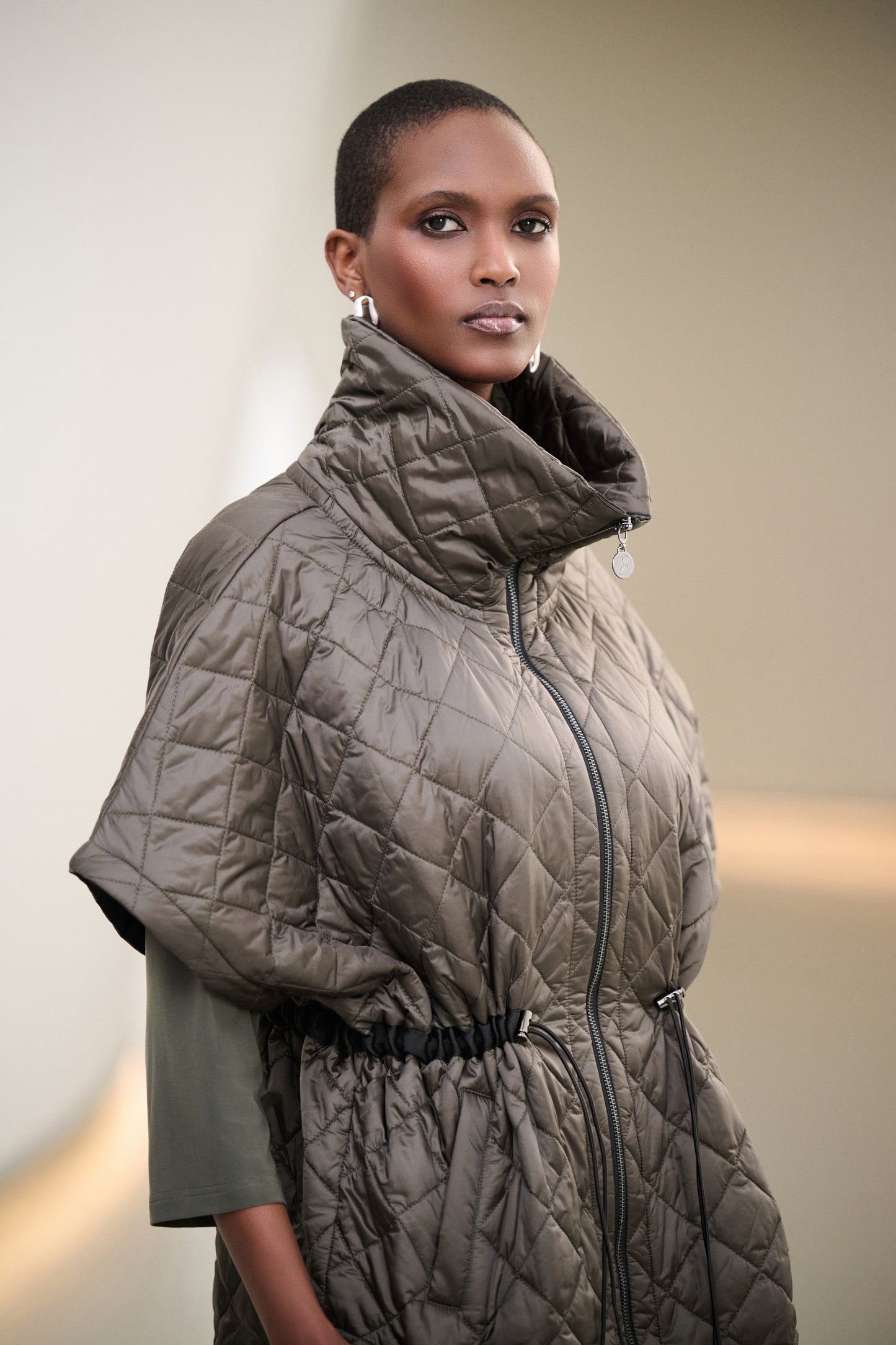 Quilted Shawl-Neck Boxy Waistcoat