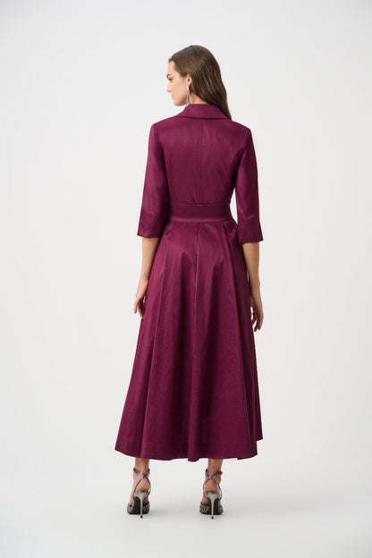 Stretch Taffeta Fit and Flare Wrap Dress