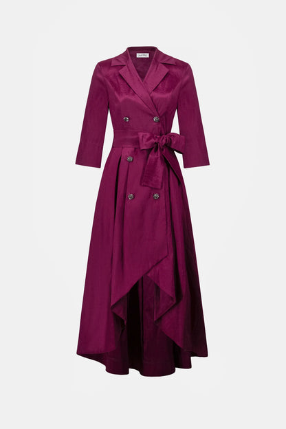 Stretch Taffeta Fit and Flare Wrap Dress