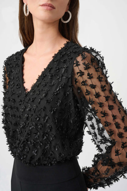Silky Knit and Sheer Novelty Wide Leg Jumpsuit
