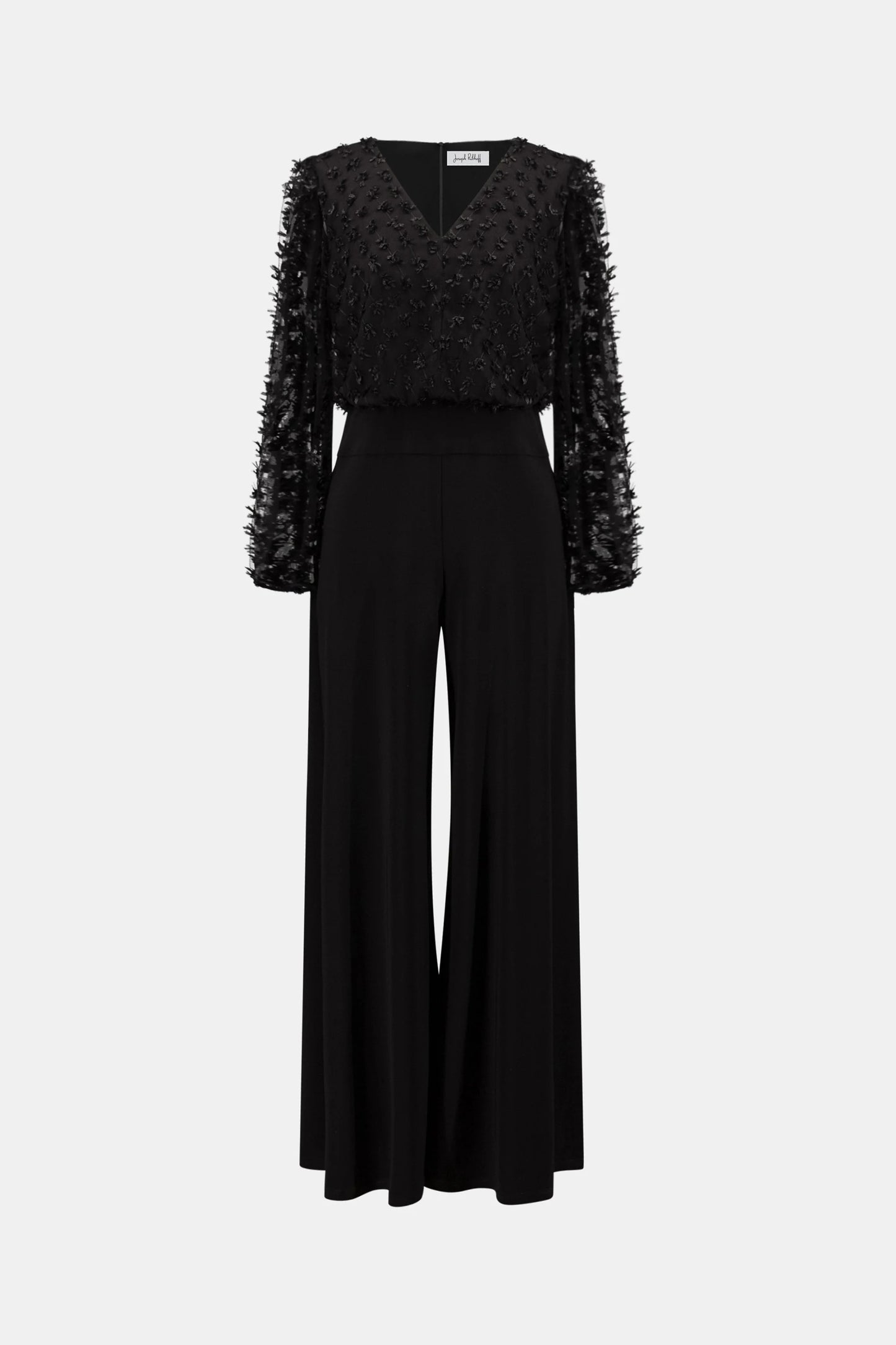Silky Knit and Sheer Novelty Wide Leg Jumpsuit
