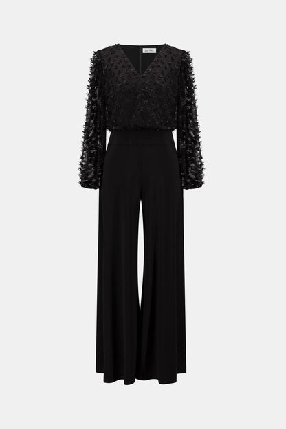 Silky Knit and Sheer Novelty Wide Leg Jumpsuit