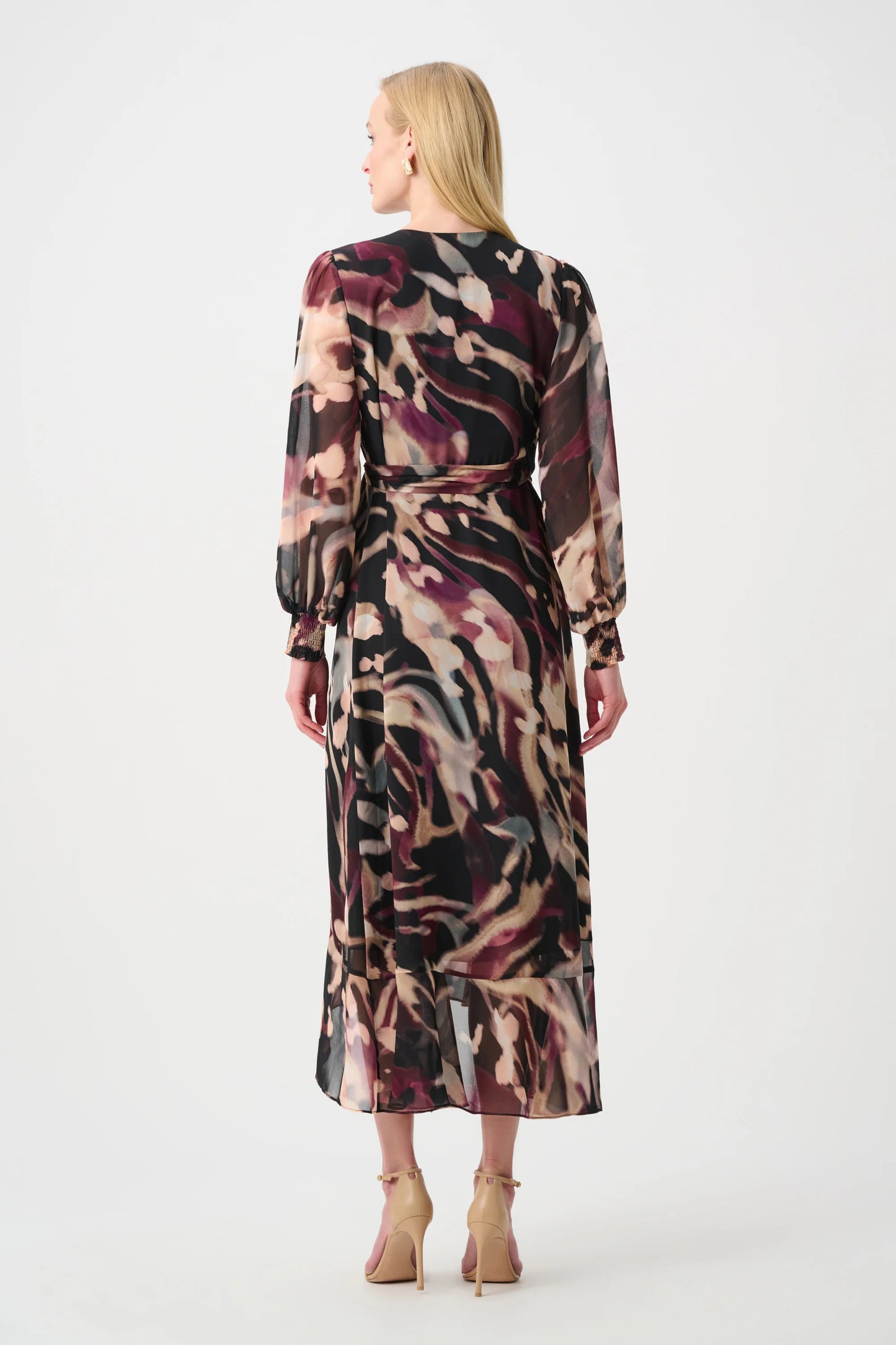 Chiffon Abstract Printed Fit and Flare Wrap Dress