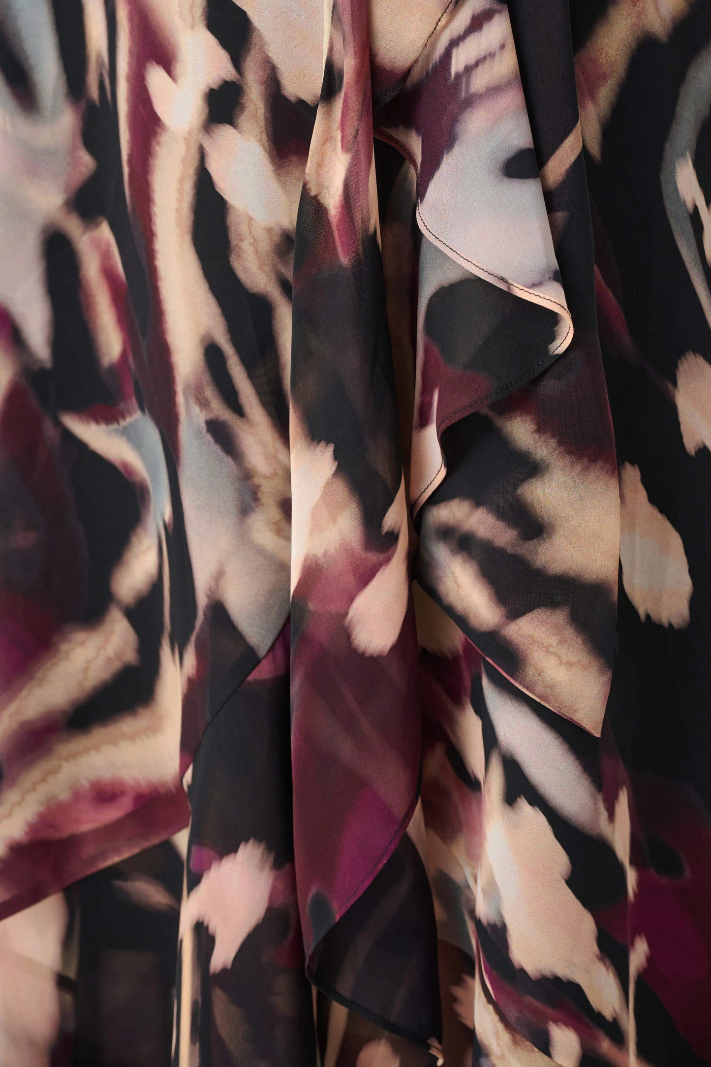 Chiffon Abstract Printed Fit and Flare Wrap Dress
