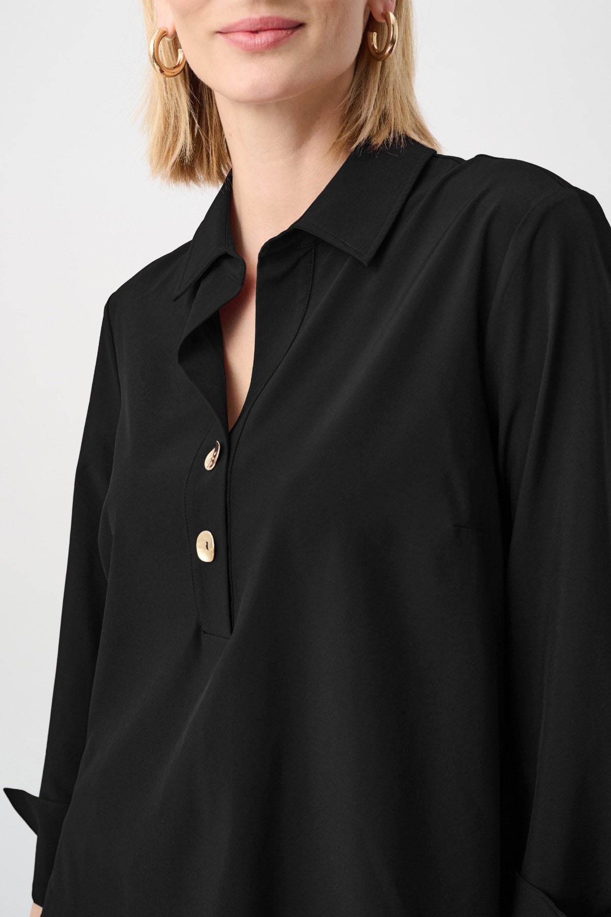 Joseph Ribkoff Black Stretch Poplin Boxy Top