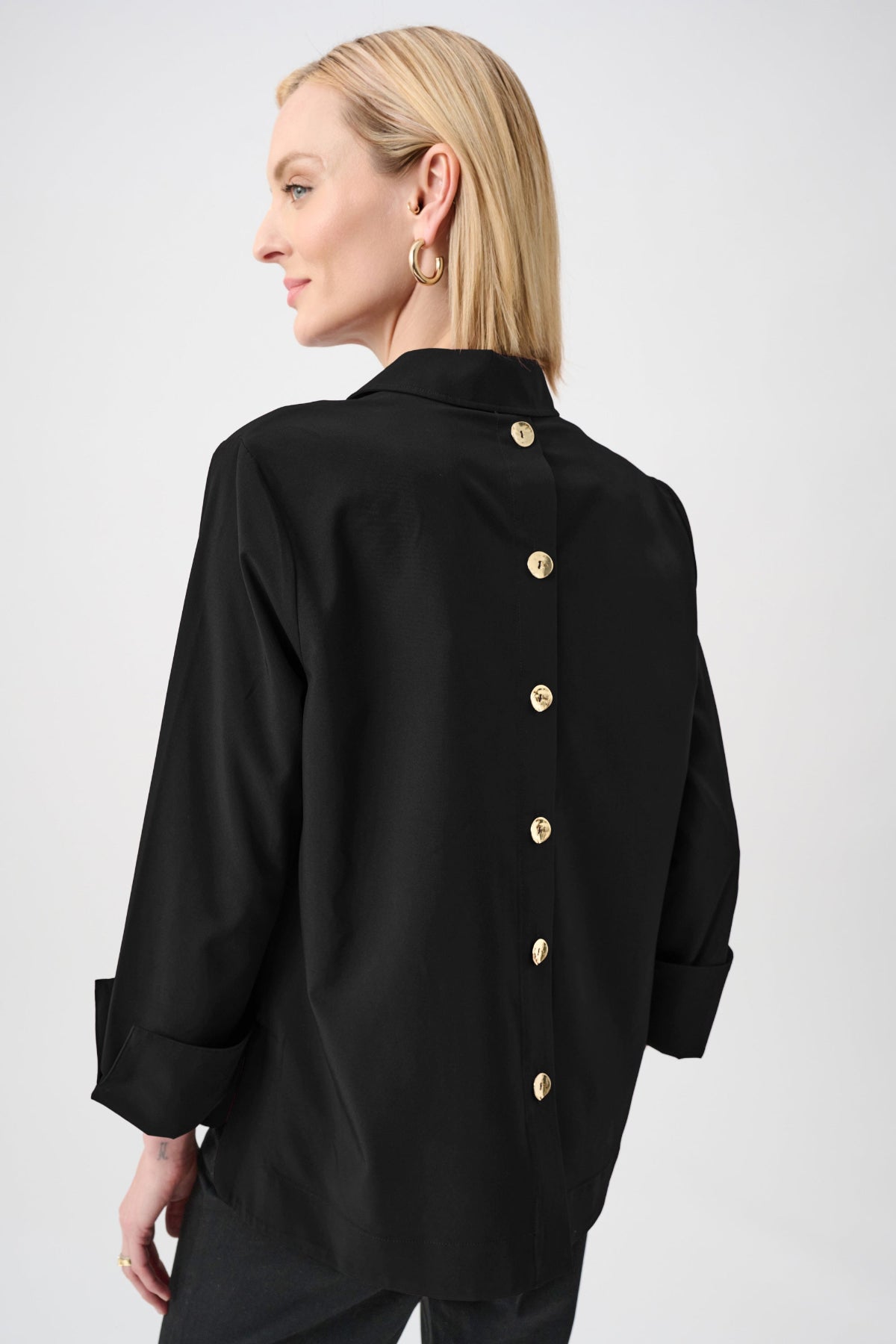 Joseph Ribkoff Black Stretch Poplin Boxy Top