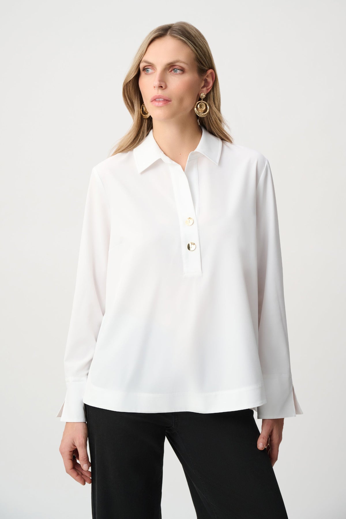 White Joseph Ribkoff Stretch Poplin Boxy Top