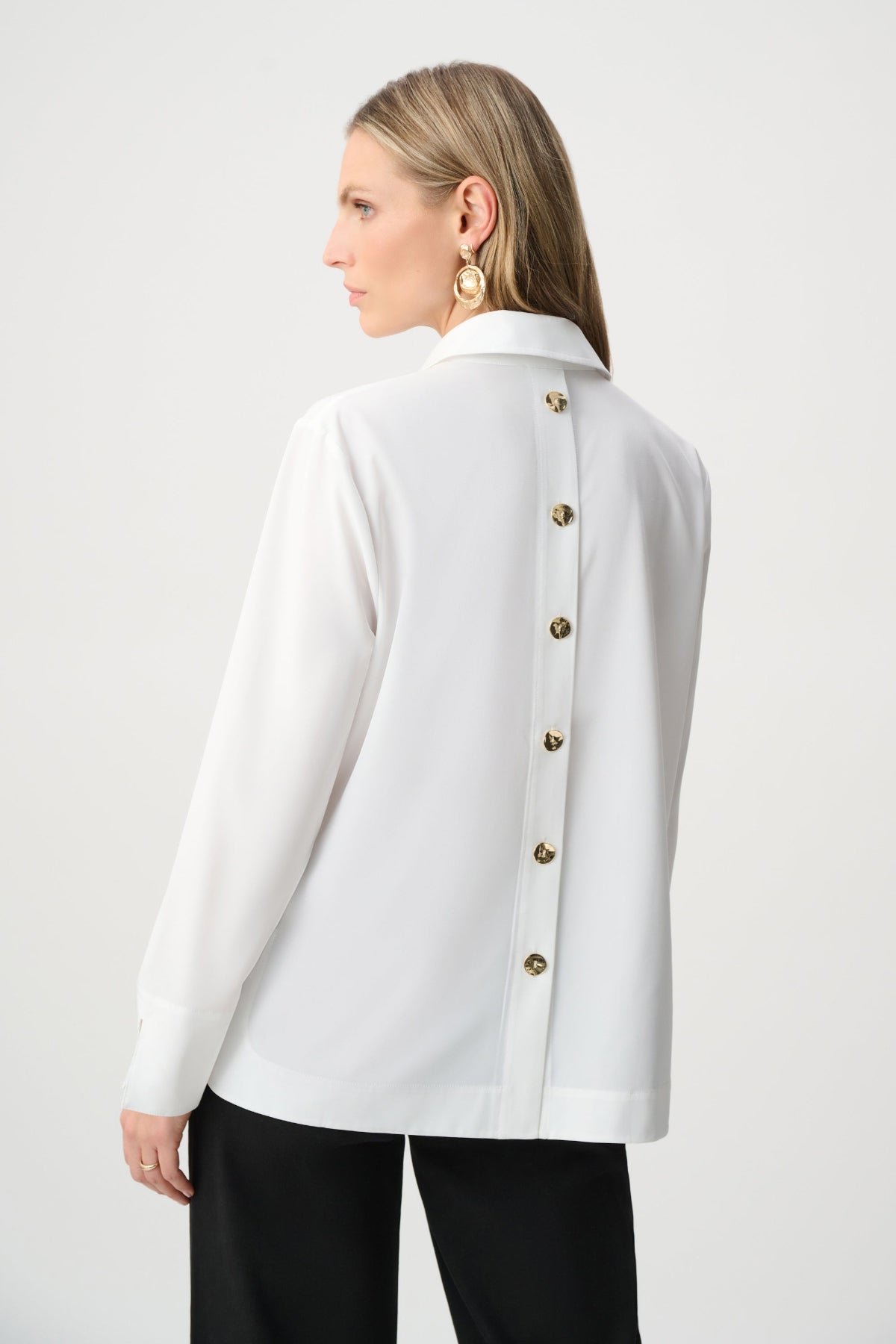 Joseph Ribkoff White Stretch Poplin Boxy Top