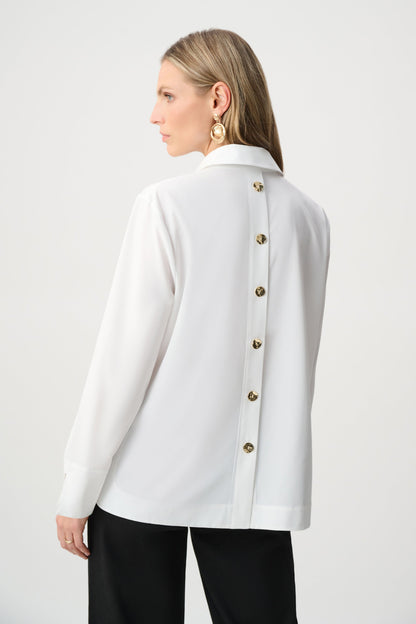 Joseph Ribkoff White Stretch Poplin Boxy Top