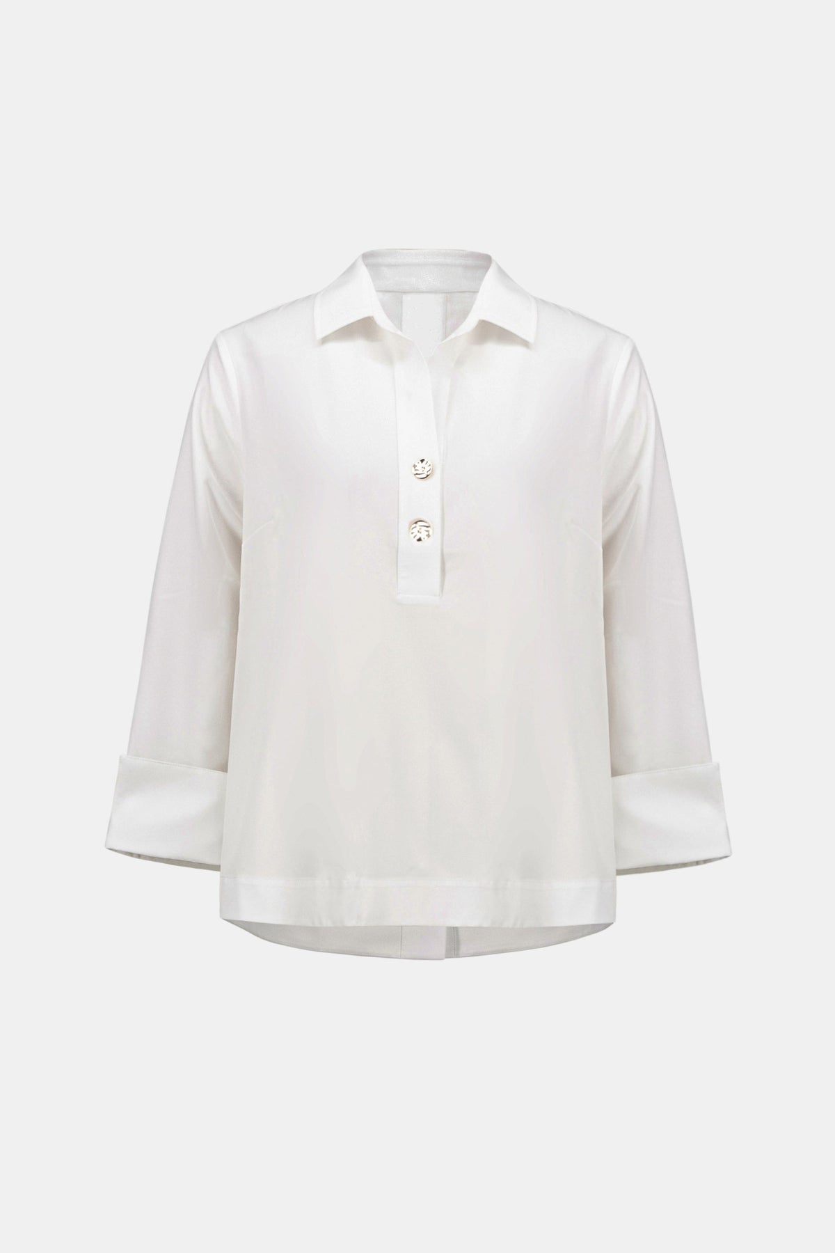 Joseph Ribkoff White Stretch Poplin Boxy Top