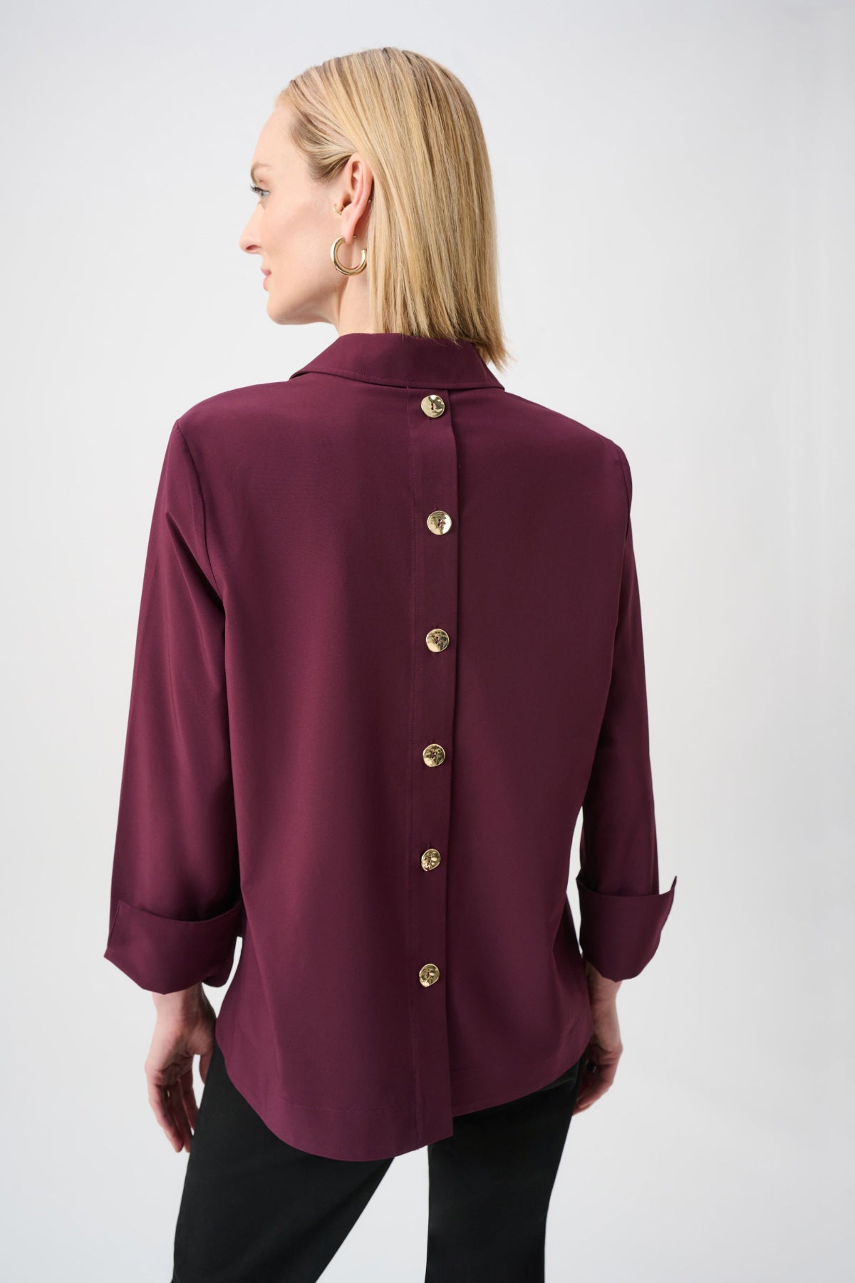 Joseph Ribkoff Burgundy Stretch Poplin Boxy Top