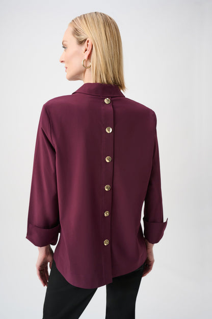 Joseph Ribkoff Burgundy Stretch Poplin Boxy Top