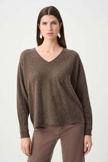 Joseph Ribkoff Cashmere Boxy Jumper With Rhinestone Detail