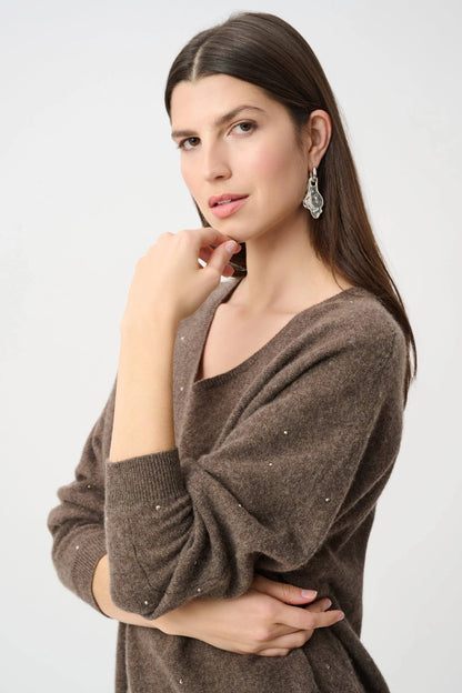 Joseph Ribkoff Cashmere Boxy Jumper With Rhinestone Detail