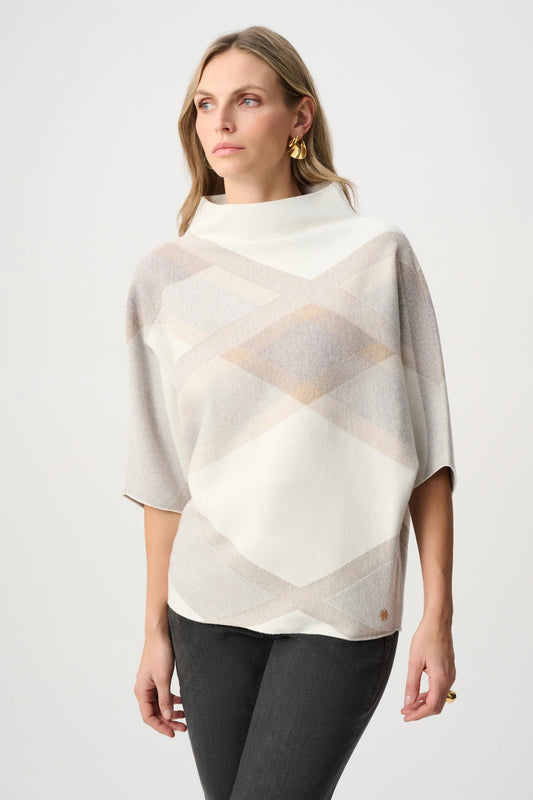 Joseph Ribkoff Plaid Print Funnel-Neck Jumper