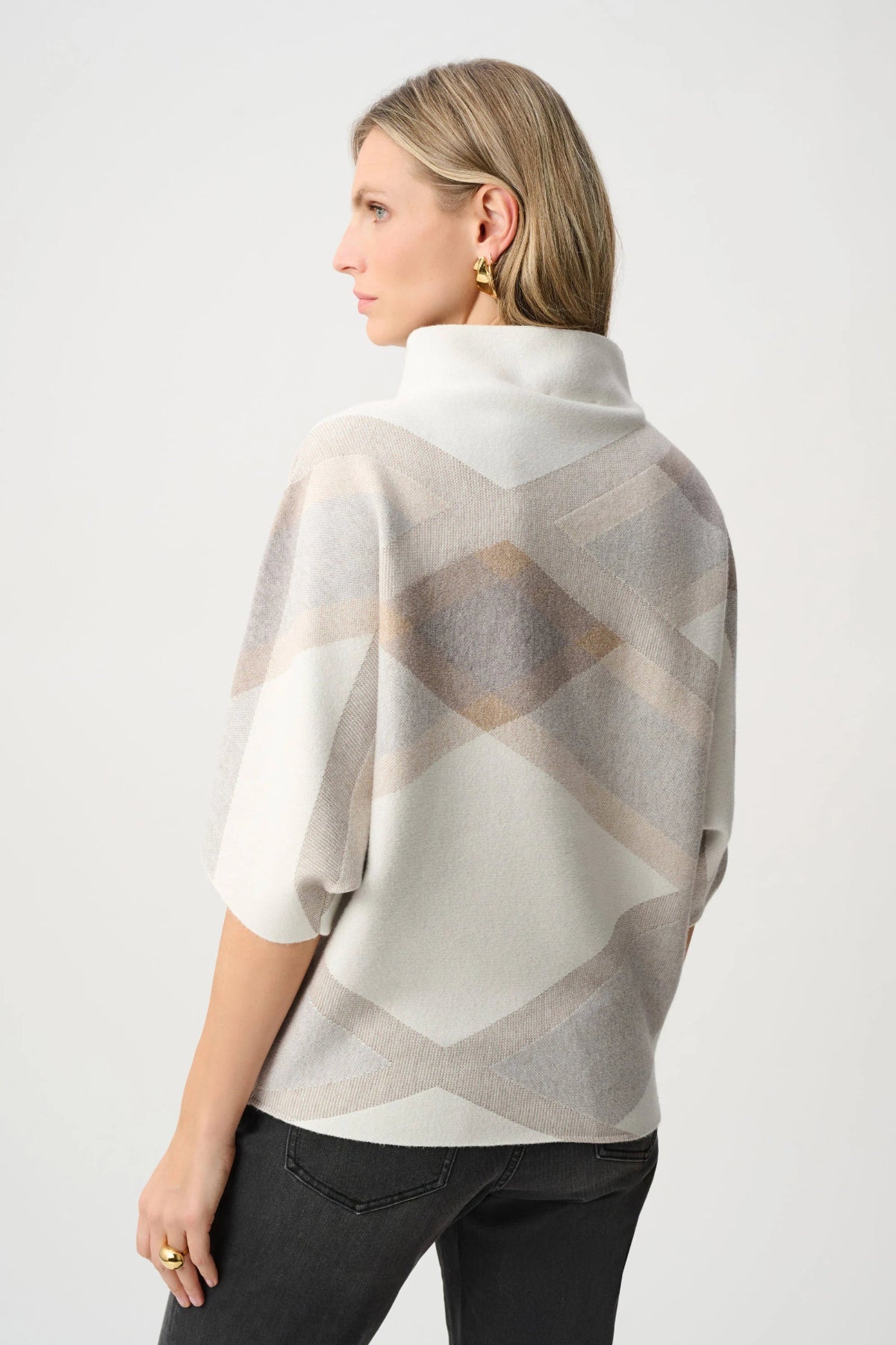 Joseph Ribkoff Plaid Print Funnel-Neck Jumper