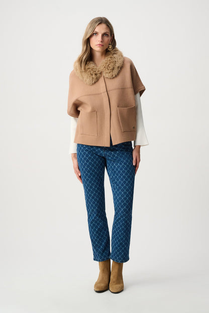 Joseph Ribkoff Jacket With Detachable Faux Fur Collar