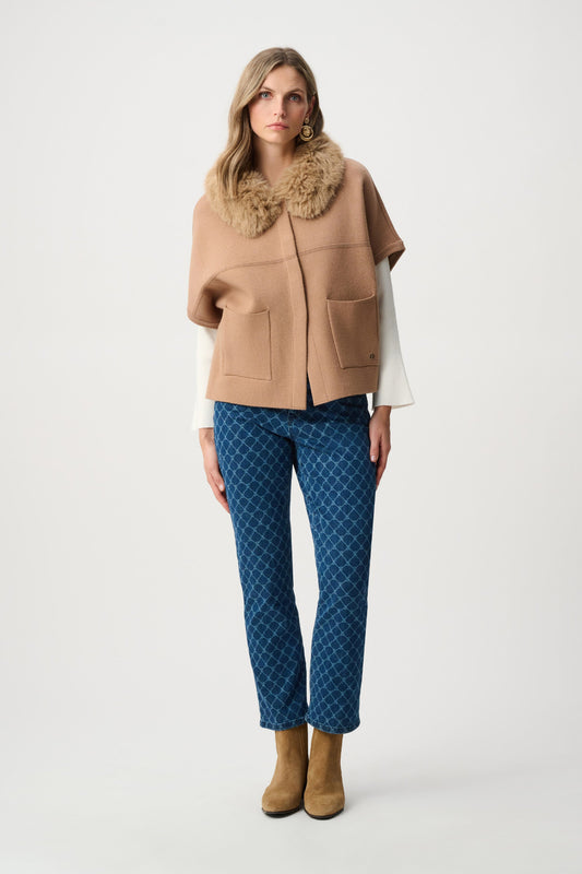 Joseph Ribkoff Jacket With Detachable Faux Fur Collar