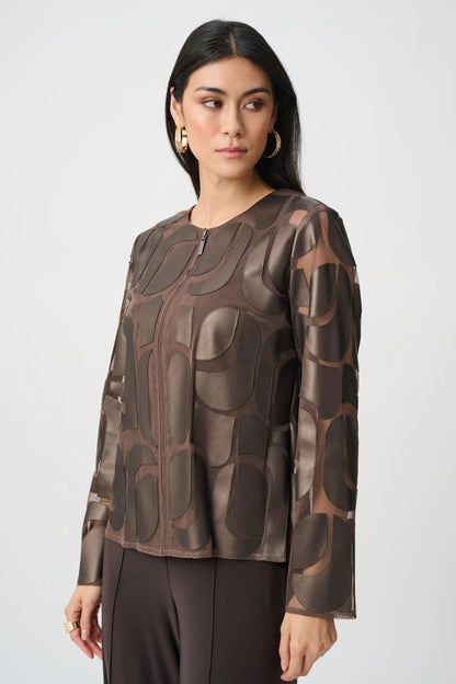 Leatherette And Mesh Embroidered Jacket - Lucindas on-line