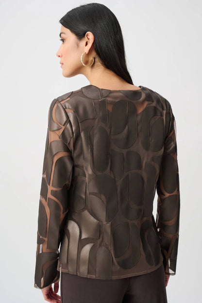 Leatherette And Mesh Embroidered Jacket - Lucindas on-line