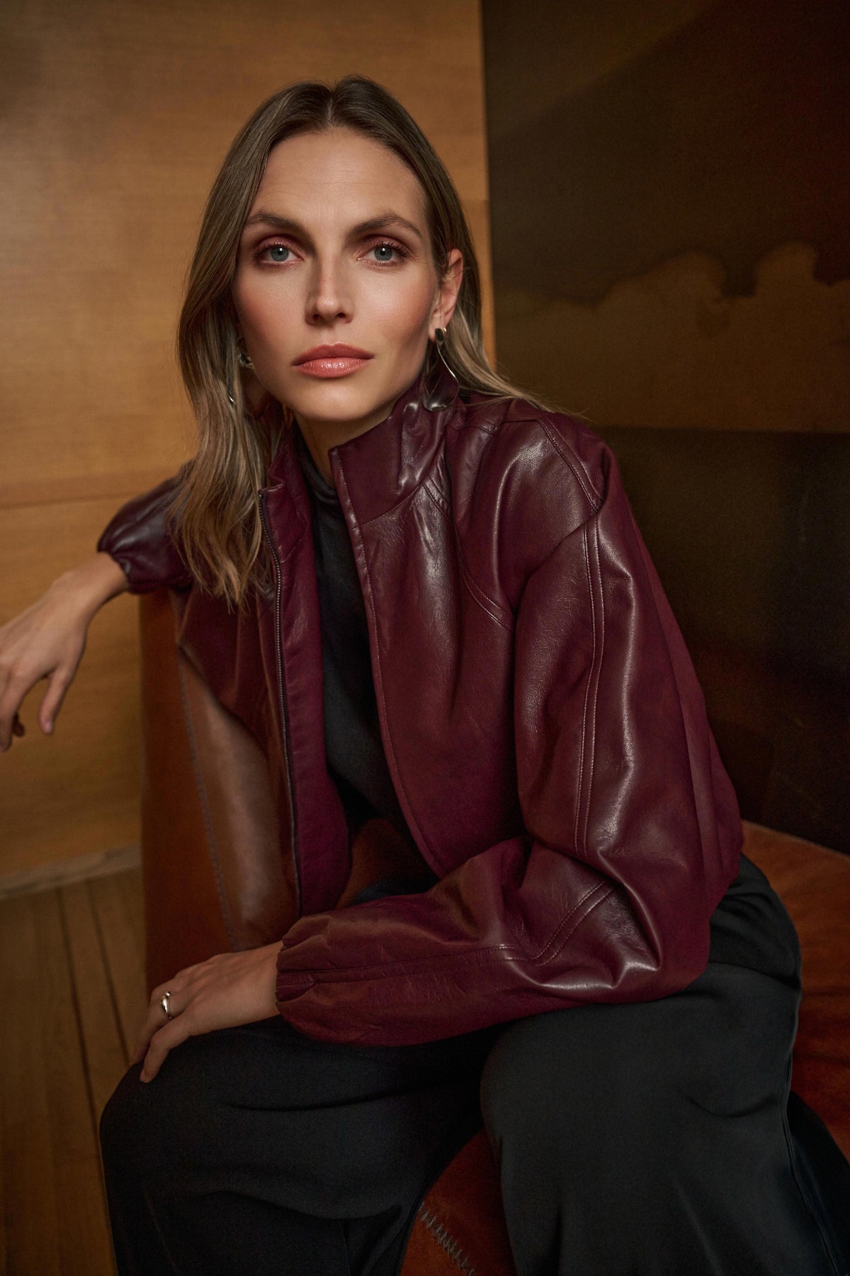 Joseph Ribkoff Leatherette Mock-Neck Bomber Jacket