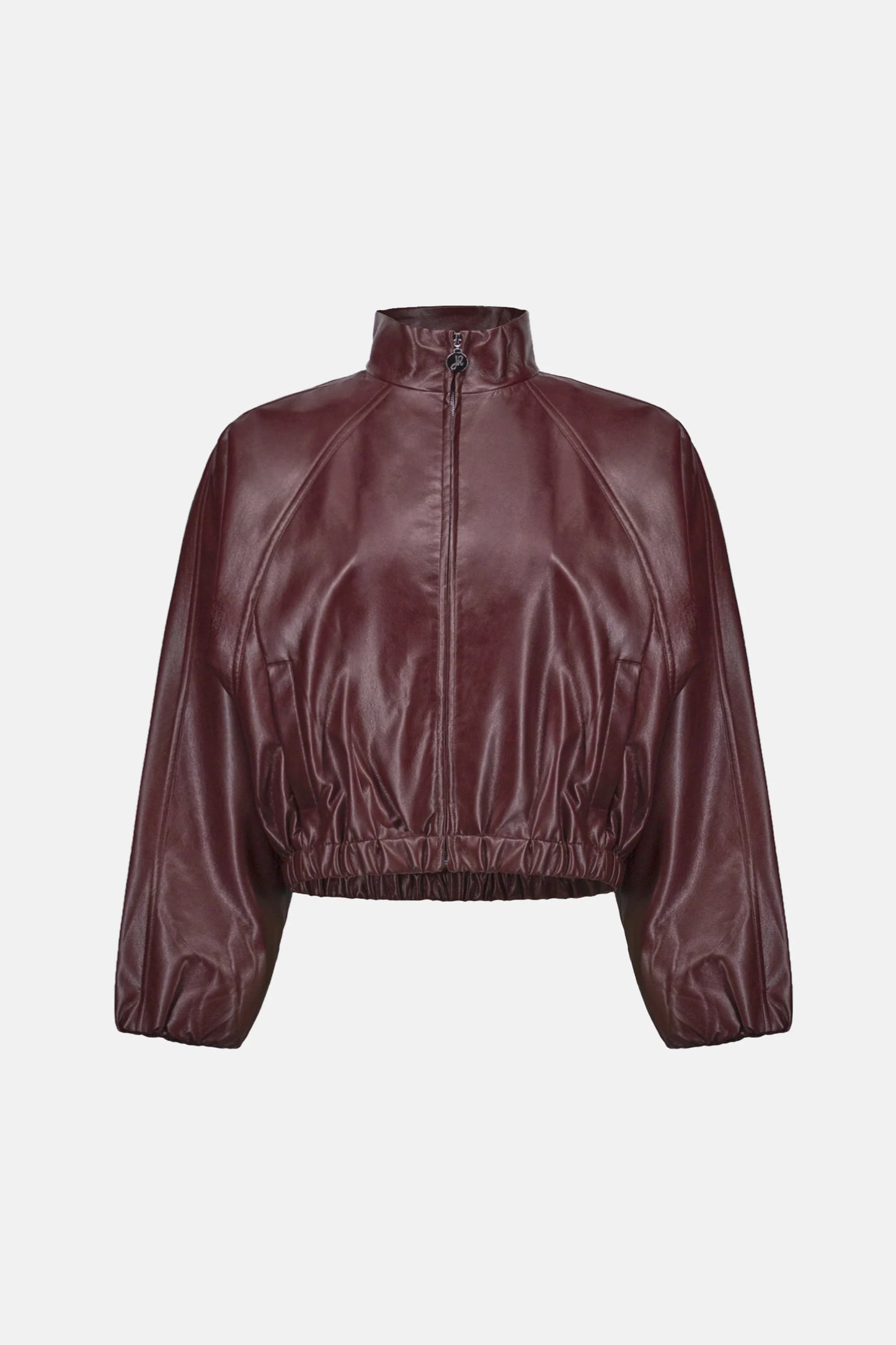 Leatherette Mock-Neck Bomber Jacket