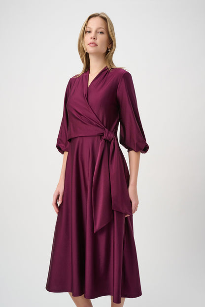Knit Satin Flowy Wrap Dress