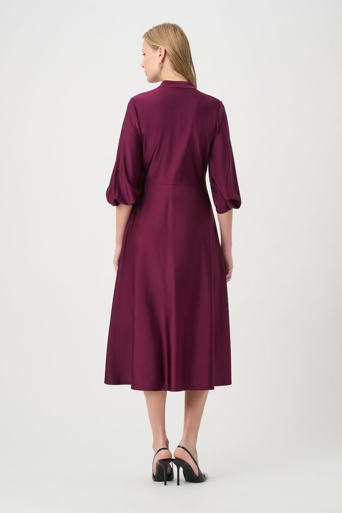 Knit Satin Flowy Wrap Dress