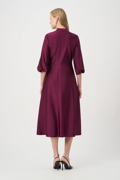 Knit Satin Flowy Wrap Dress