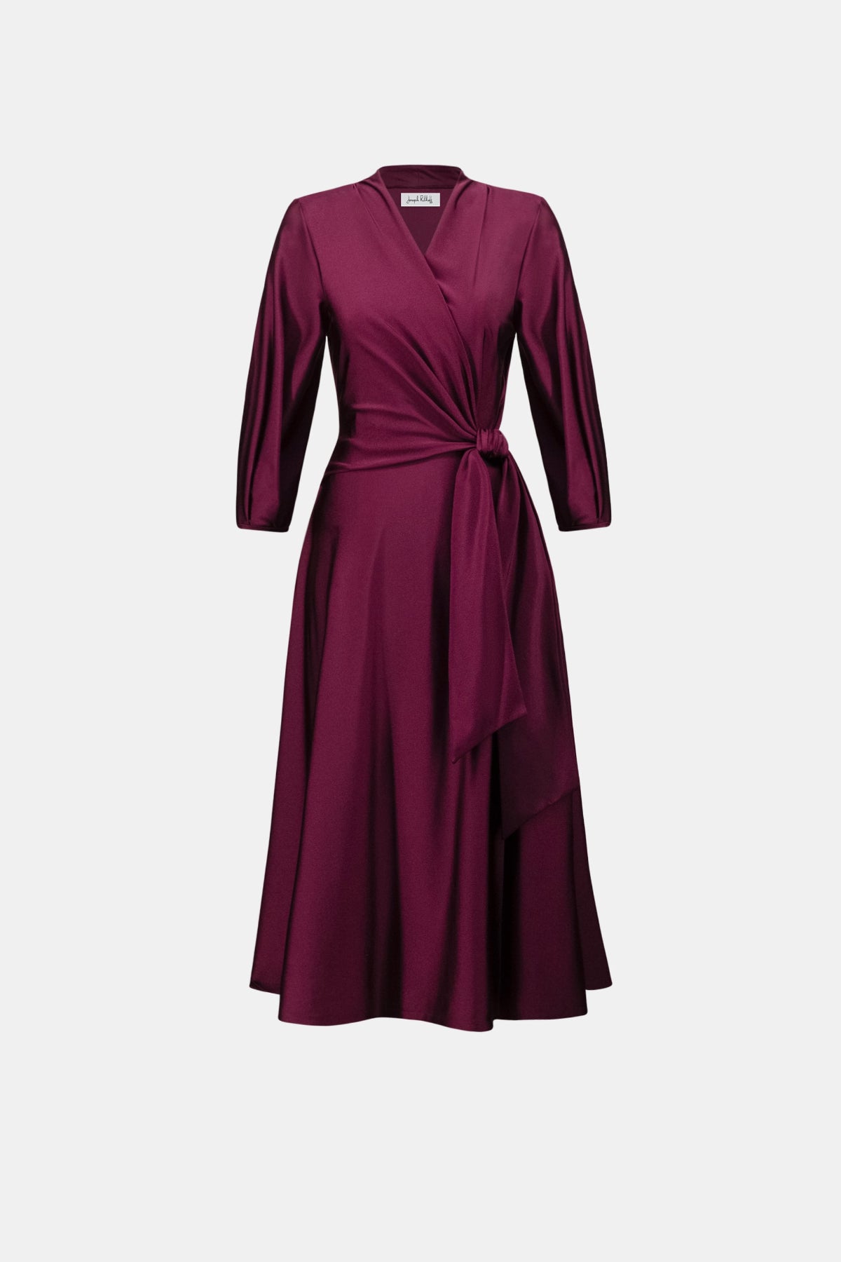 Knit Satin Flowy Wrap Dress