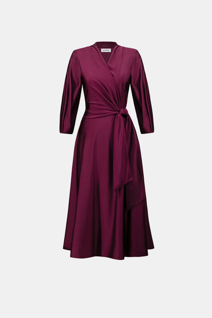 Knit Satin Flowy Wrap Dress