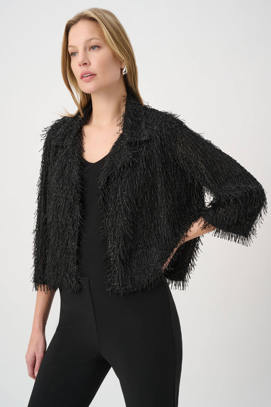 Black Fringed Short Blazer - Lucindas on-line