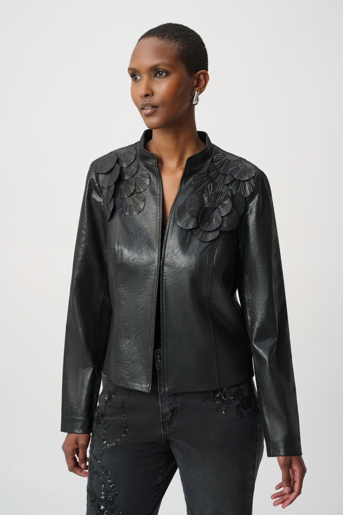 Embellished Foiled Suede Jacket
