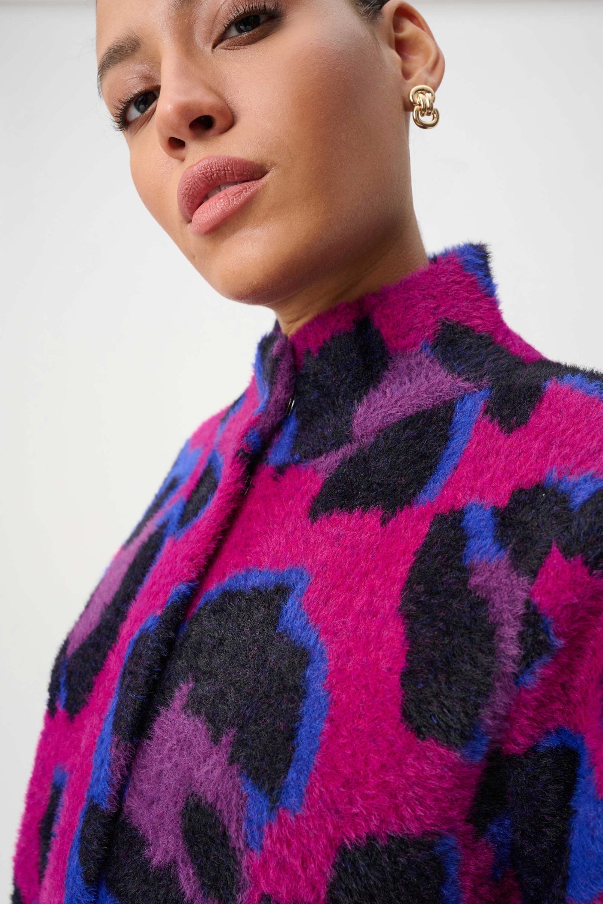 Fuzzy Leopard Print Sweater Coat