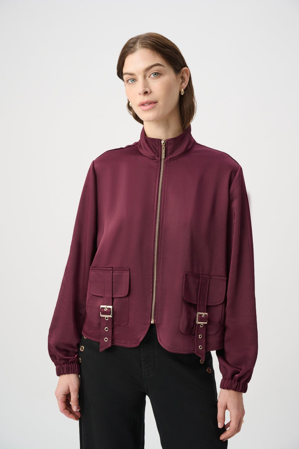 Satin Puff Sleeve Utility Jacket
