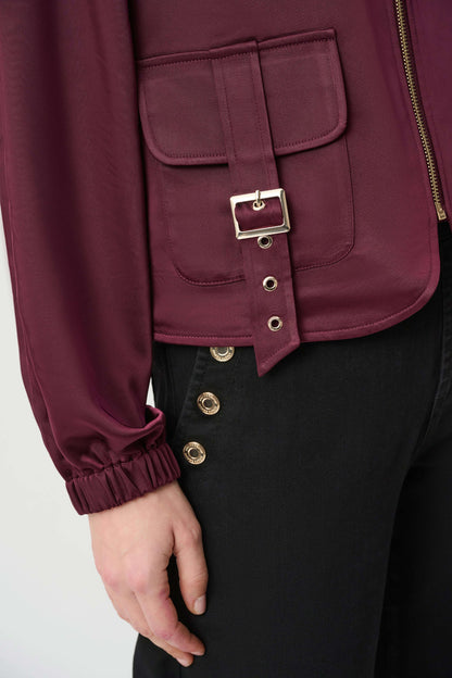 Satin Puff Sleeve Utility Jacket