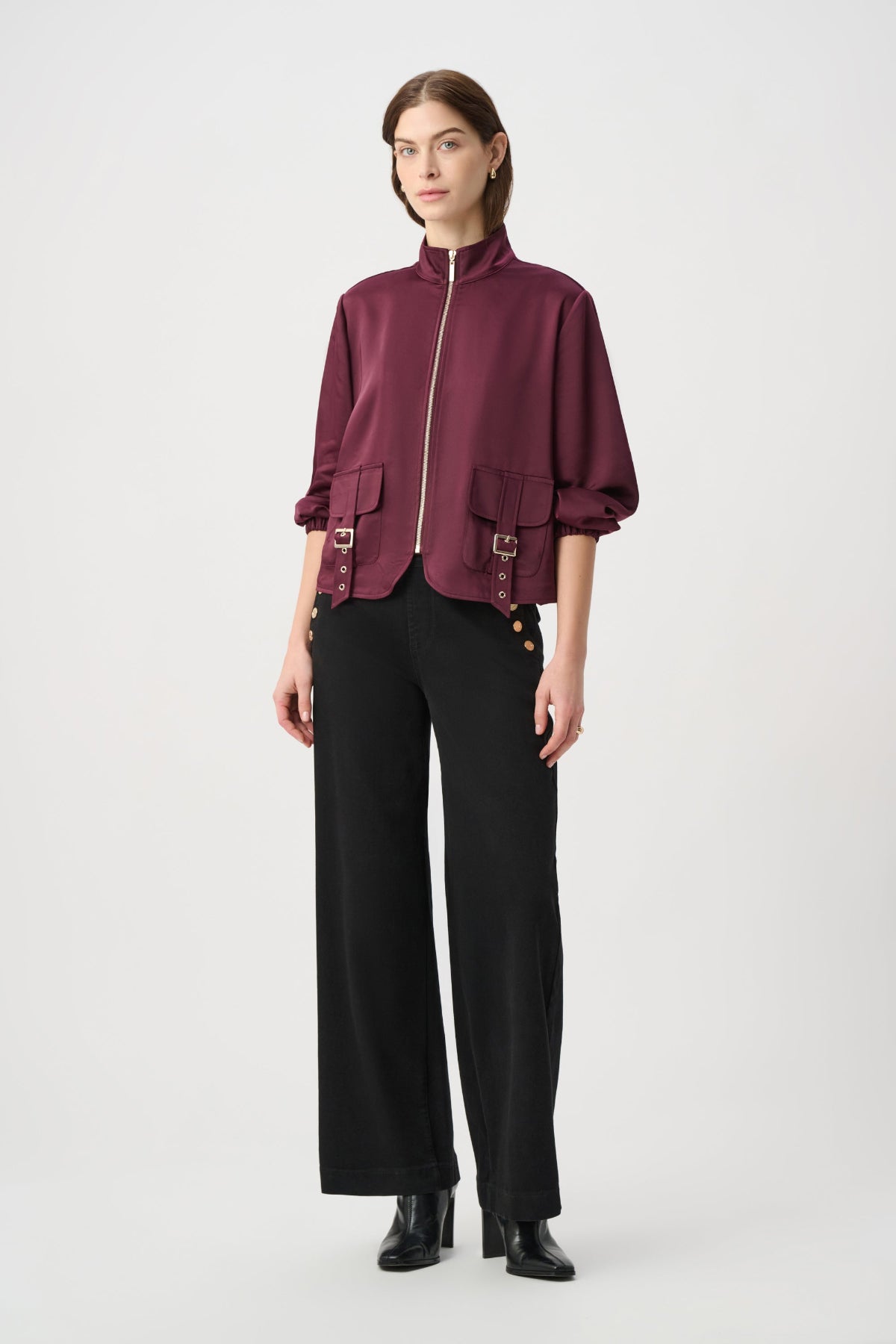 Satin Puff Sleeve Utility Jacket