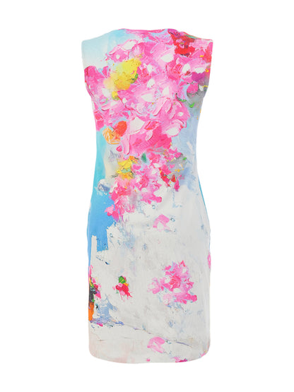 Dolcezza Summer in Santorini Print Sleeveless Dress