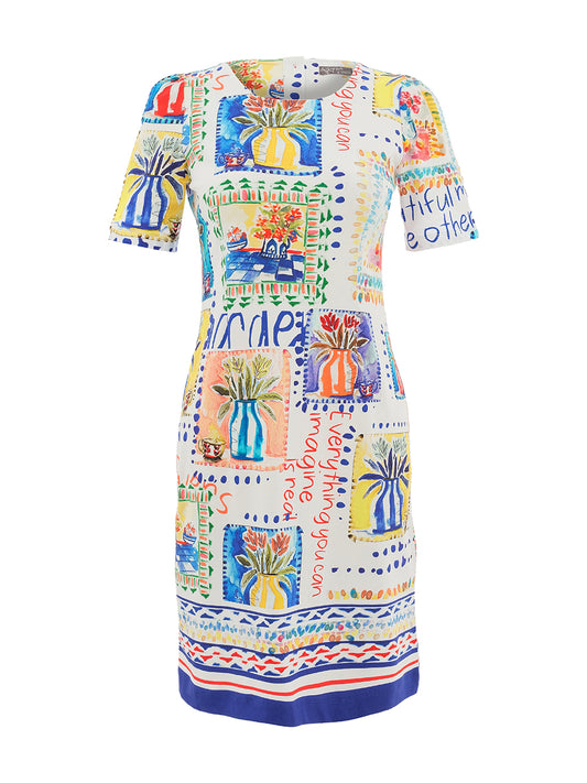 Dolcezza Vase Print Jersey Short Sleeves Dress
