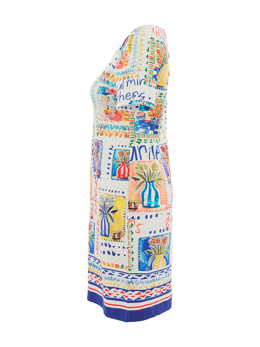 Dolcezza Vase Print Jersey Short Sleeves Dress